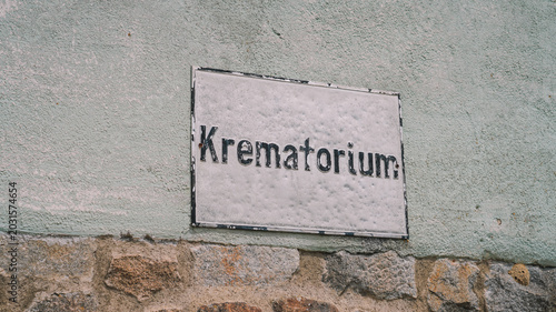 Krematorium Sign on Building Wall