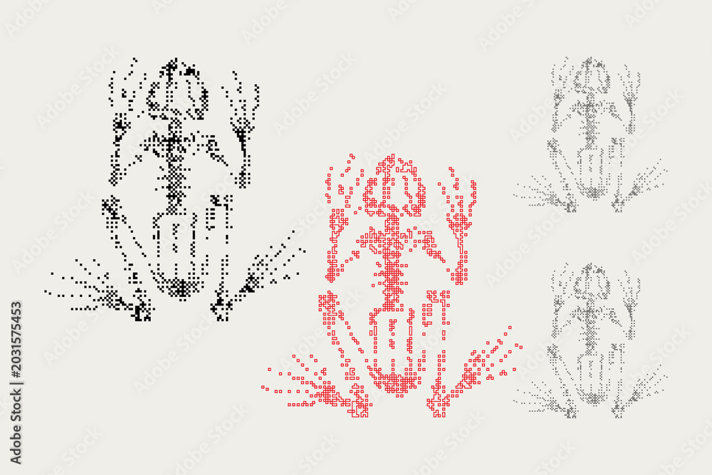 Obraz premium Frog Skeleton Bitmap Pixel Art Abstract Illustration