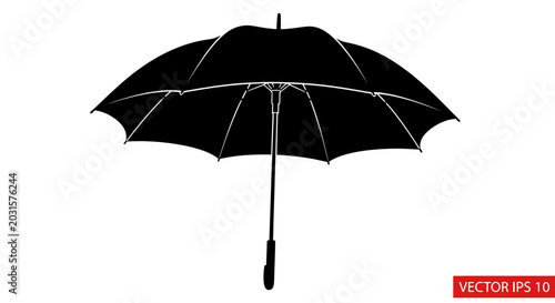 Fotografía Black umbrella isolated on white background vector illustration