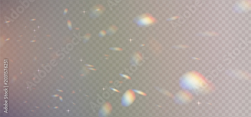 Tableau sur toile Crystal prism reflects rainbow neon light through diamond glass sparkle
