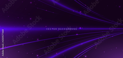 Futuristic Purple Light Rays Background with Glowing Neon Lines.