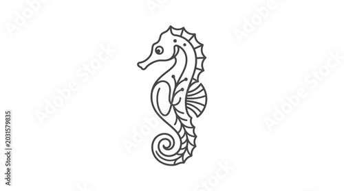 Bild auf Leinwand Simple Outline Drawing of a Seahorse.