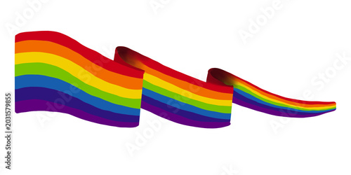 Canvastavla Waving rainbow pride flag illustration isolated on transparent background