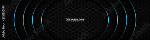 Fotografie Modern technology vector background featuring hexagonal pattern with futuristic