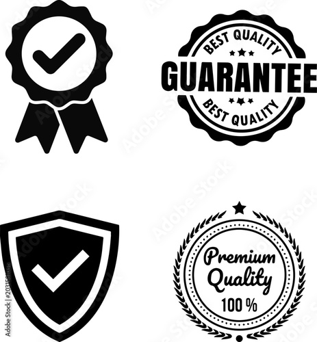Obraz na płótnie Quality Guarantee and Premium Warranty Badge Icon Set Vector