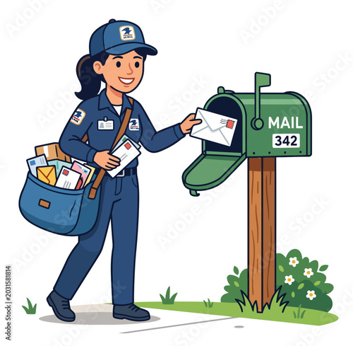 Photography Woman mail carrier delivering mail