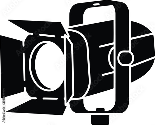 Vászonkép Professional spotlight for stage or studio lighting equipment providing illumination for performance or photography