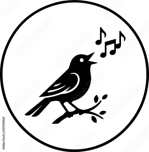 bird on a branch and singing