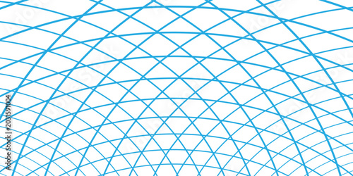 Light blue intersecting curved grid creating abstract geometric pattern.