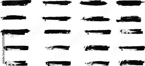 Foto Brush stroke vector set underline ornament calligraphic black isolated art varia