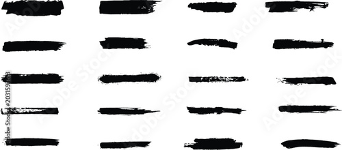 Cuadro en lienzo Brush stroke vector set underline ornament calligraphic black isolated art varia