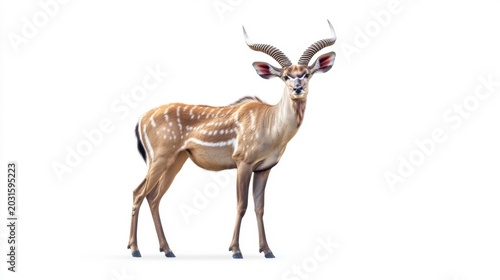 Elegant Kudu Antelope Standing Alert with Horns