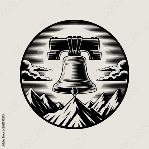 Canvastavla Large metal bell with clapper.