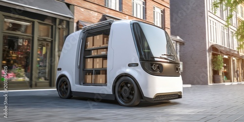 Autonomous electric vehicle carrying packages for final delivery in a contemporary urban environment