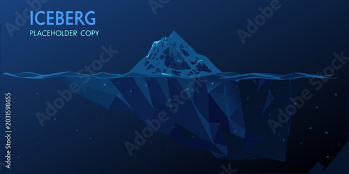 Fotografía polygonal iceberg illustration with a dark blue gradient and visible underwater