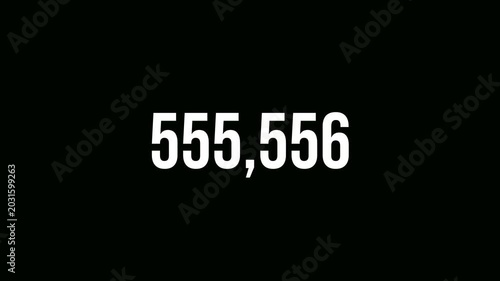 Animated Number Counter 0 to 1 Million with Alpha Channel 4K