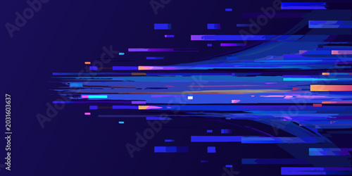 abstract geometric pattern with horizontal rectangles and vibrant blue tones