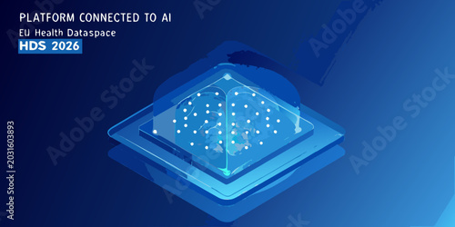 abstract circuit patterned brain with glowing connections digital illustration in blue tones