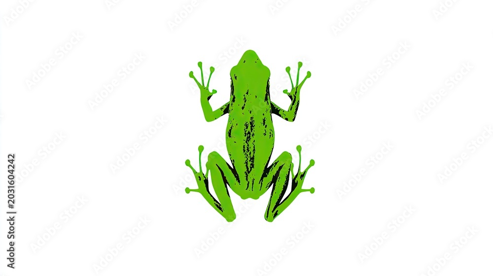 Fototapeta premium Stylized illustration of a bright green amphibian viewed from above on a plain background