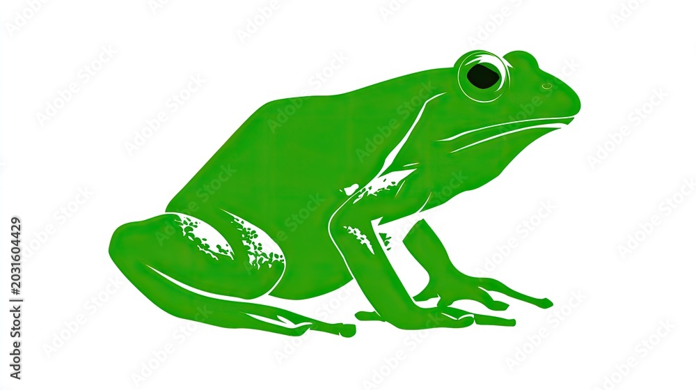 Fototapeta premium Stylized green amphibian creature illustrated in profile against a white background