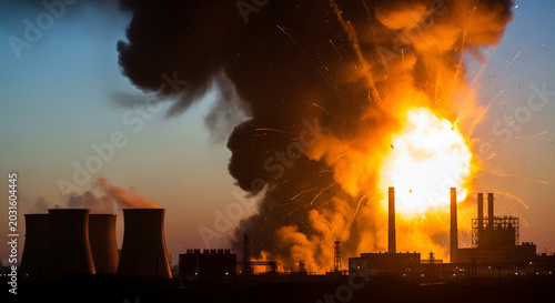 Massive Industrial Explosion Ignites Sky with Fire and Smoke.