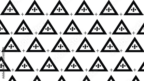 Photos Black triangle geometric vector pattern with nested shapes and plus sign motif c