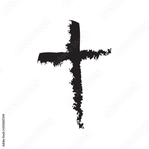 Distressed Cross. Vector Design Isolated on White Background