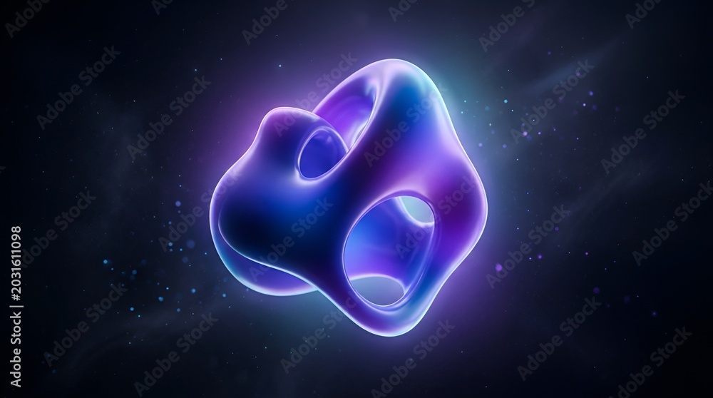 Fototapeta premium Abstract 3D Fluid Sculpture with Neon Glow