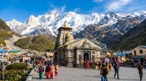 Kedarnath Temple, Himalayas: Hindu Pilgrimage Site with Snow-Capped Peaks