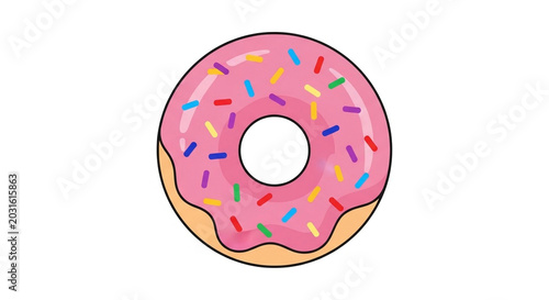 donut with pink glaze. donut icon, donut vector illustration