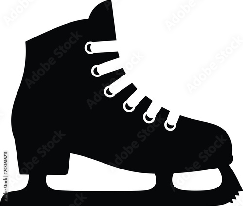 Ice skate with thick white laces silhouette icon