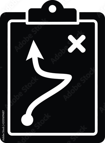 Strategic plan playbook on clipboard silhouette icon