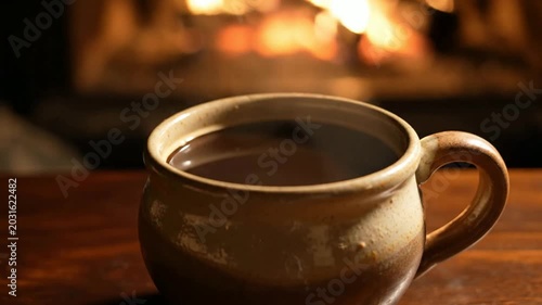 Warm Coffee by the Fireplace.
