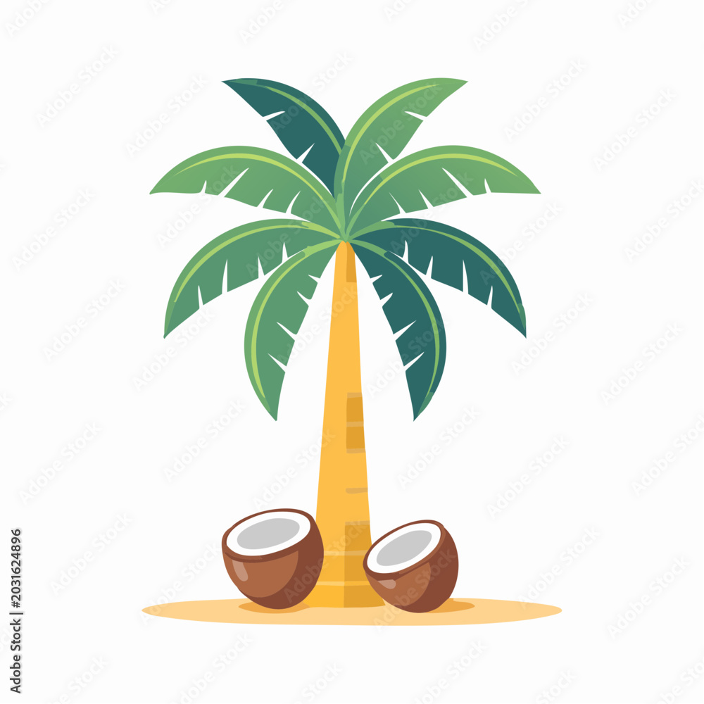 Obraz premium Stylized Palm Tree with Coconuts