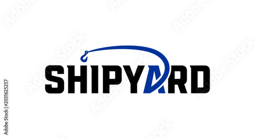 Shipyard logo featuring dark text with a blue curved line and hook design above the 'YARD' section, symbolizing maritime industry.