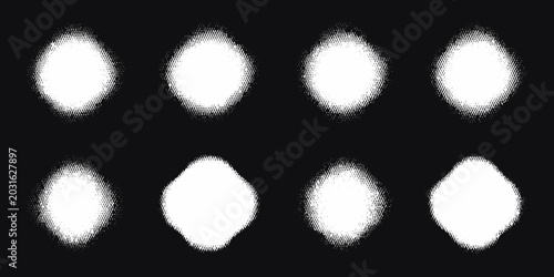 Obraz na płótnie ten luminous organic blob shapes in pure white against a black background