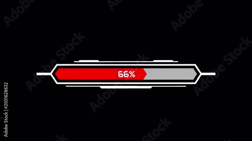 Red Startup Progress Bar Animation with Advanced Cyber System Interface. Alpha Channel. 4K Video