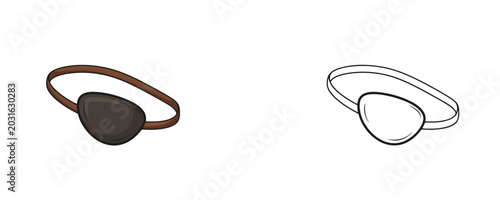 Fotografia Pirate eye patch cartoon illustration in flat color and black line styles repres