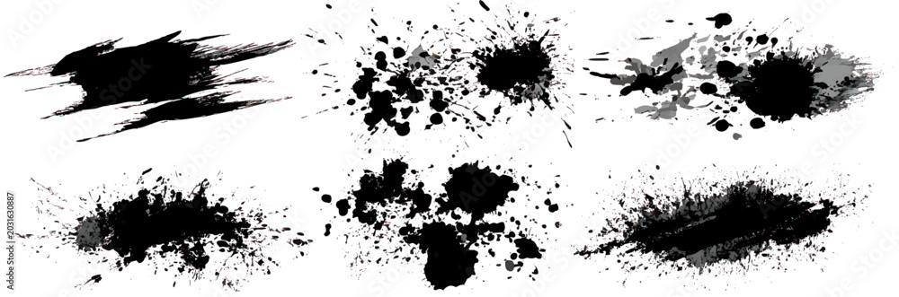 Obraz premium Black Ink Brush Strokes PNG, Abstract Grunge Paint Texture