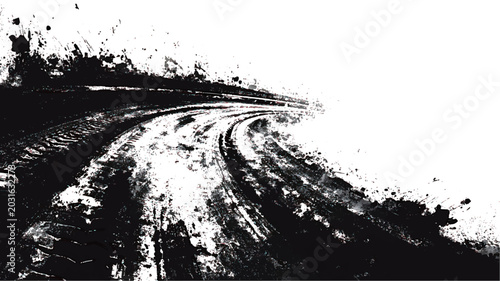 Drift Racing Tyre Skid PNG, Distressed Grunge Track Texture