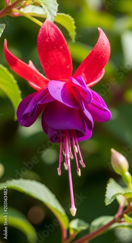 Vibrant Fuchsia Flower in Full Bloom with Delicate Petals.