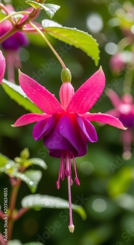 Vibrant Fuchsia Flower in Full Bloom with Delicate Petals.