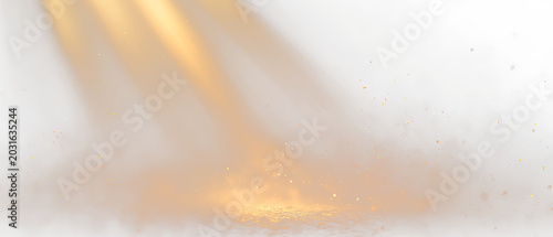 Dramatic gold beam overlay with luminous floating particles PNG