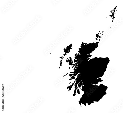 Fotografi A contour map of Scotland. UK constituent country silhouette