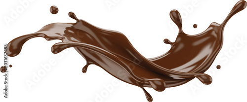 фотографія Dynamic chocolate milk splash isolated on a transparent background representing a liquid wave of sweet cocoa drink for advertising