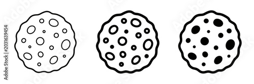 Konstfotografi Vector illustration of three black and white cookies with different hole pattern