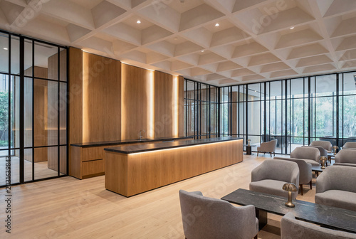 Contemporary restaurant and lounge interior with refined seating and warm architectural lighting