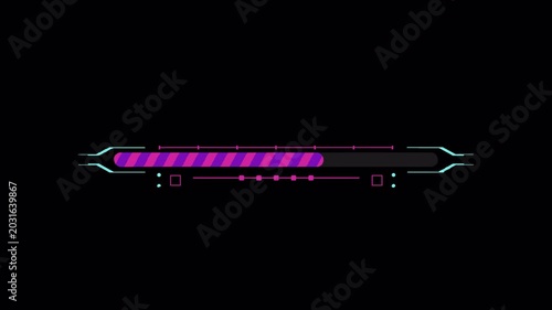 Magenta Cyberpunk Glitch Progress Bar Animation with Futuristic Digital Loading Interface. Alpha Channel. 4K Video