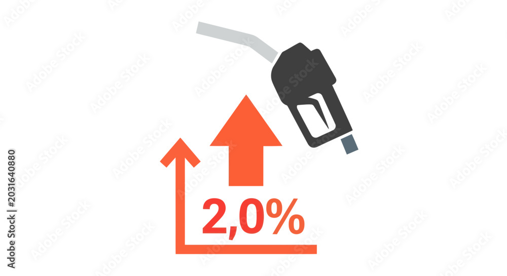 Naklejka premium Fuel Price Increase Icon: Gas Pump Nozzle and Upward Arrow Graph