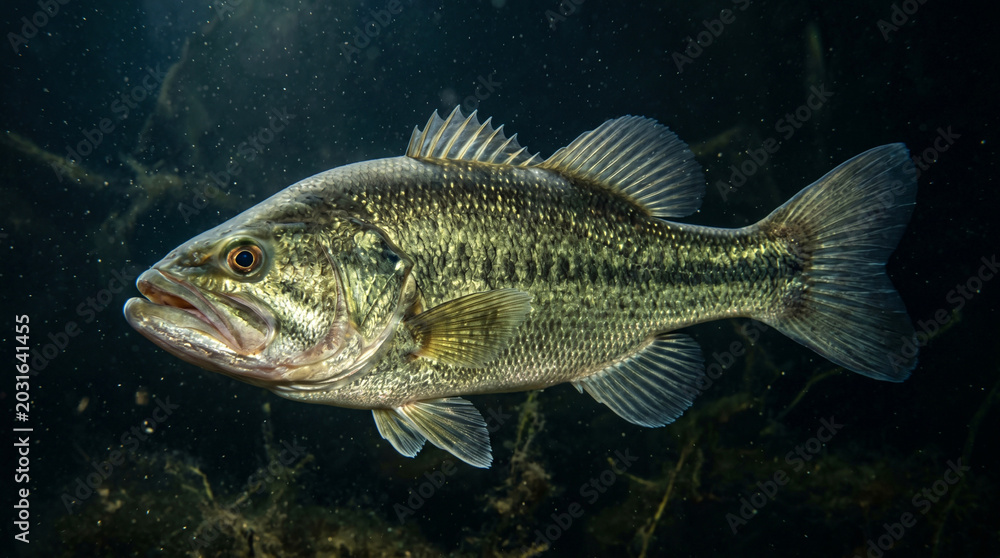Fototapeta premium Large mouth bass swimming underwater